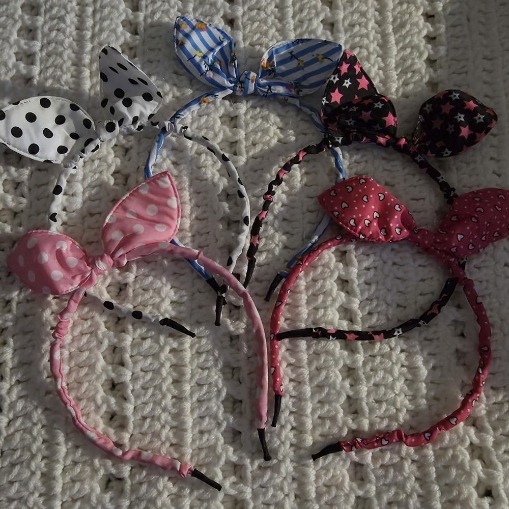 Set of 5 Polka Dot and Star Patterned Headbands